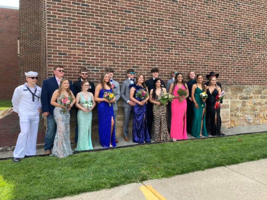 Students from Marion Center line up to take a photo together before Grand March