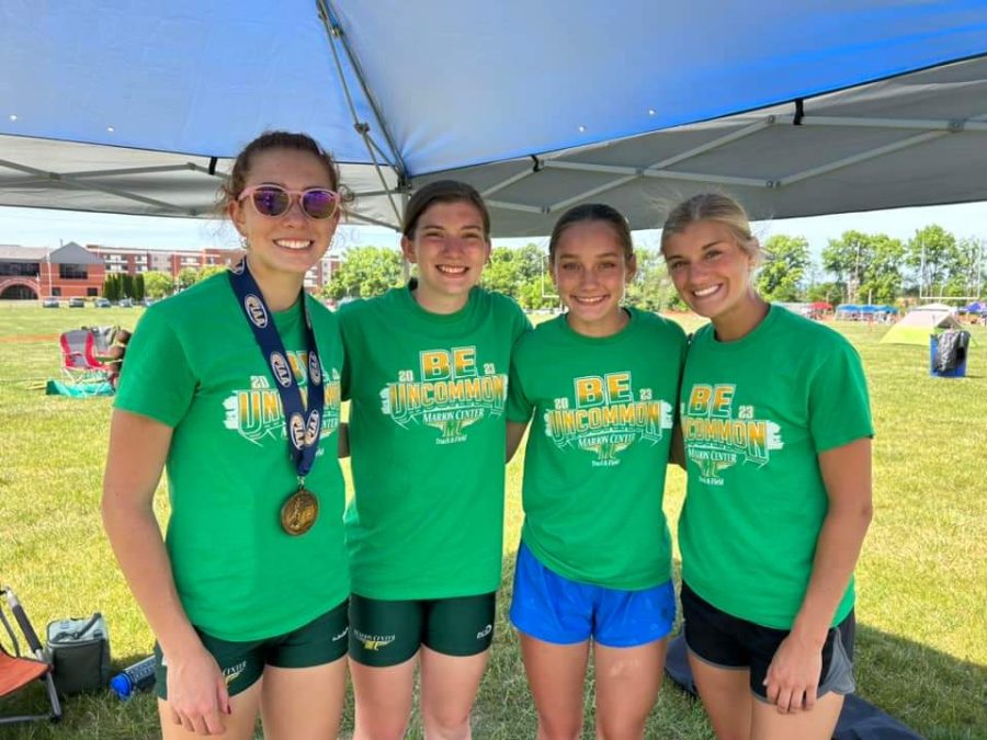 The 4x800 meter relay team of Reagen Ryen, Claire Hood, Lydia Miller, and Brooke Slade