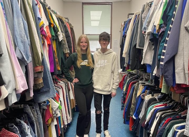 Cassidy States and Brenden Harper standing in the Stinger Storeroom